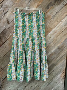 Rhode (Target Collab) Green Floral Tiered Maxi Skirt. Womens Medium.